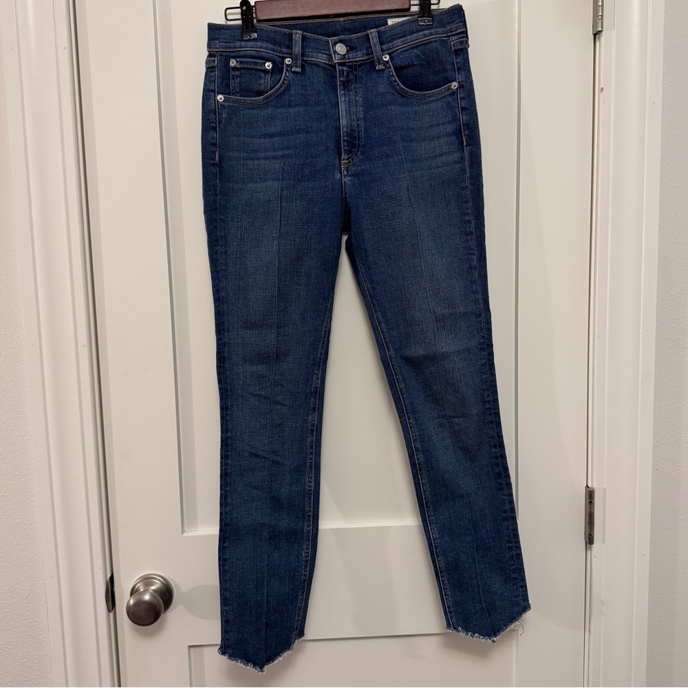 Rag & Bone High Rise Ankle Jeans 28 Denim Raw Hem Made In the USA Mason